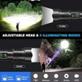 thumbnail image 4 of 150000 Lumens Powerful Flashlight - USB-C Rechargeable, IPX7 Waterproof Tactical Flashlight with 5 Modes, Zoomable LED (XHP70.2), LCD Display & Mini Design for Camping Hiking Home Emergencies, 4 of 8