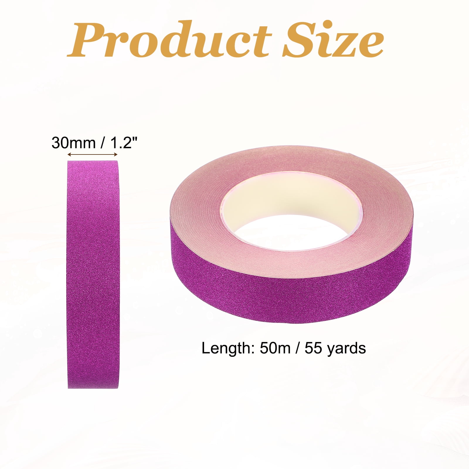 Uxcell Glitters Washi Tape, 1.2 Inch (W) x 55 Yards (L) Sparkling Decorative Washi Tape Self Adhesive for DIY Crafts, Gift Wrapping, Scrapbook, Party Decorations, Purple