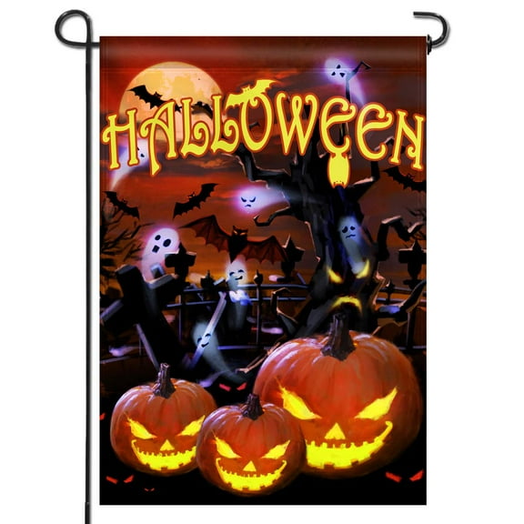 ANLEY Garden Flag Halloween Jack o' Lantern - Decorative Religion Feast Garden Flags - Double Sided & Weather Resistant & Double Stitched - 18 X 12.5 Inches