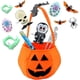 thumbnail image 2 of Bolsa de dulces de calabaza de Halloween, bolsas de truco o golosinas, bolso de regalo para fiesta de Halloween, bolsa de almacenamiento para cesta de refrigerios para niños, color negro, naranja, 2 of 5