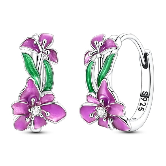 MULA Original 925 Sterling Silver Hoop Earrings AAA CZ Iris Flower for Women Jewelry Gift