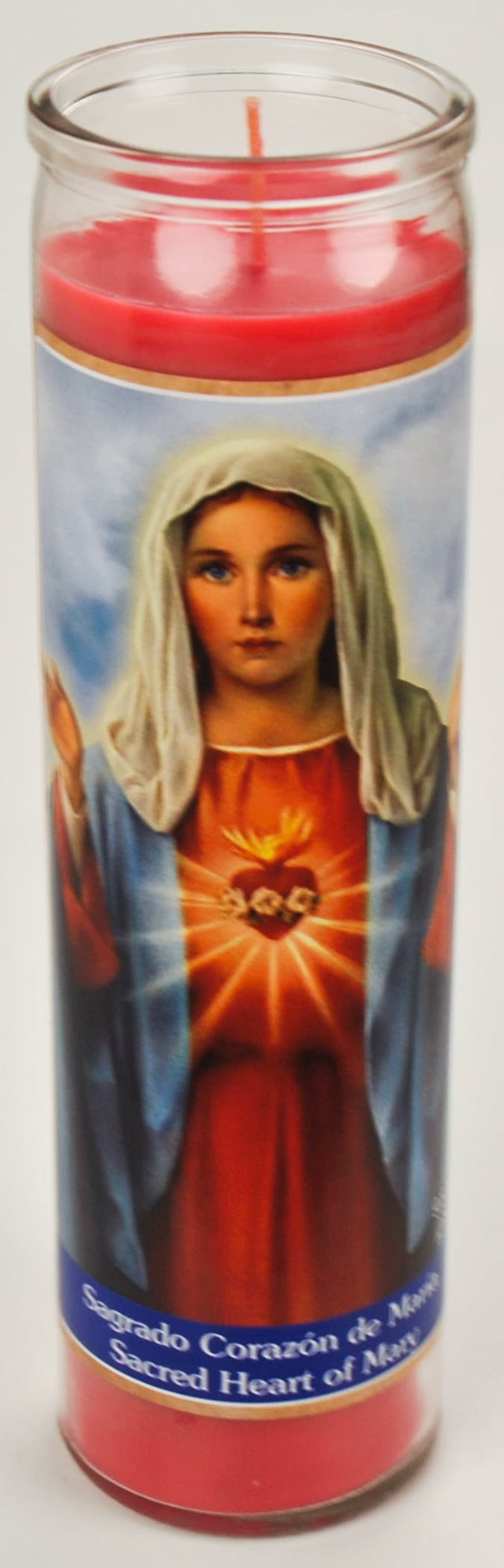 (2 pack) Prayer Candle Sacred Heart of Mary Red Wax, 8 Inch