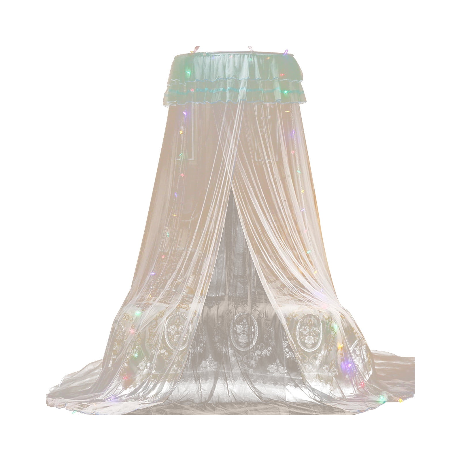 Princess Bed Canopy for Girls,Bed Canopy Curtain, Double Layer Sheer Mesh Dome Bed Curtain, Round Lace Princess Mosquito Net Tent for Crib, Single Bed, Twin Bed