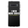 thumbnail image 1 of DistinctInk Clear Shockproof Hybrid Case for Samsung Galaxy S10 (6.1" Screen) - TPU Bumper Acrylic Back Tempered Glass Screen Protector - I Need More Shoes - F%ck Cinderella, 1 of 2