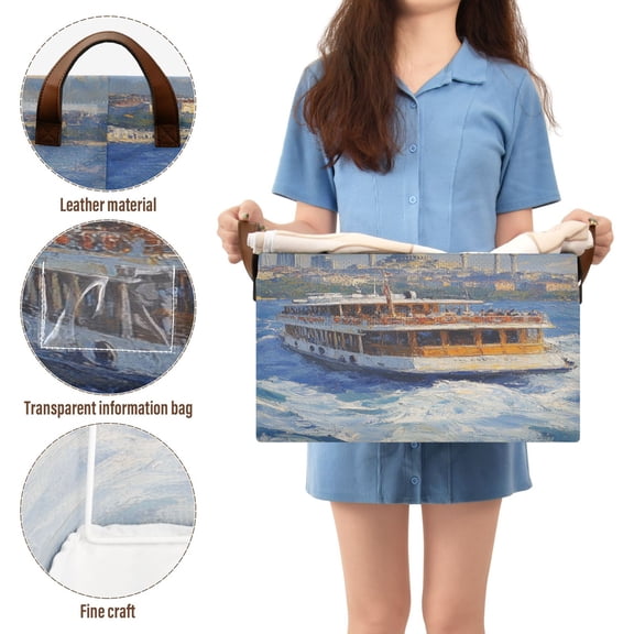 BZSMCE Collapsible Fabric Cube Storage Bins Ship Leave Port Painting Design Pattern Storage Box