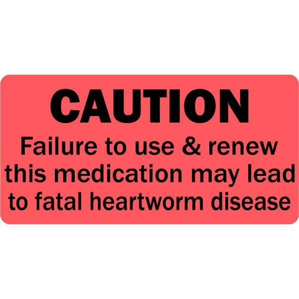 Caution Renew Heartworm Medication Veterinary Labels