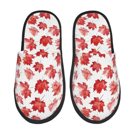 Balery Realistic Maple Leaf Slient Indoor Furry Fleece Comfort House Shoes Soft Non-Slip Home Shoes Cotton slippers House Slippers-- Large
