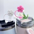 thumbnail image 3 of sunsanly Silicone Straw Cover Cap 10mm Peach Blossom Pattern Straw Toppers Cover Safe Easy Carrying Straw Caps for Cup Cleanliness, 3 of 8