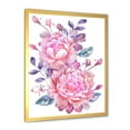 thumbnail image 2 of Designart 'Pink Retro Flowers With Blue Leaves On White' Traditional Framed Art Print, 2 of 4