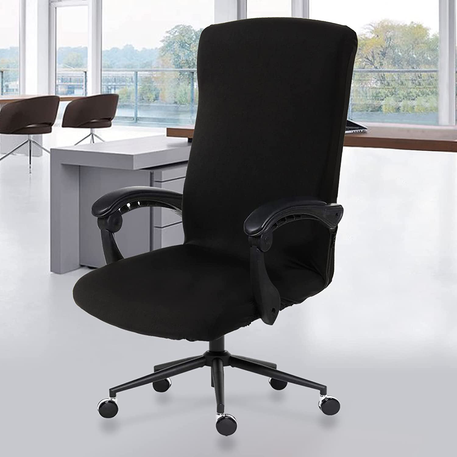 Stretch Bürostuhlbezug, Slipcover Protector Waschbar Abnehmbare Anti-Staub  Dreh Stuhl Sitzbezug für Computer Stuhl Sessel - Blau