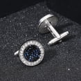 thumbnail image 2 of Gemelos de ágata azul adornados con cristales para hombre, chapados en plata, 2 of 2