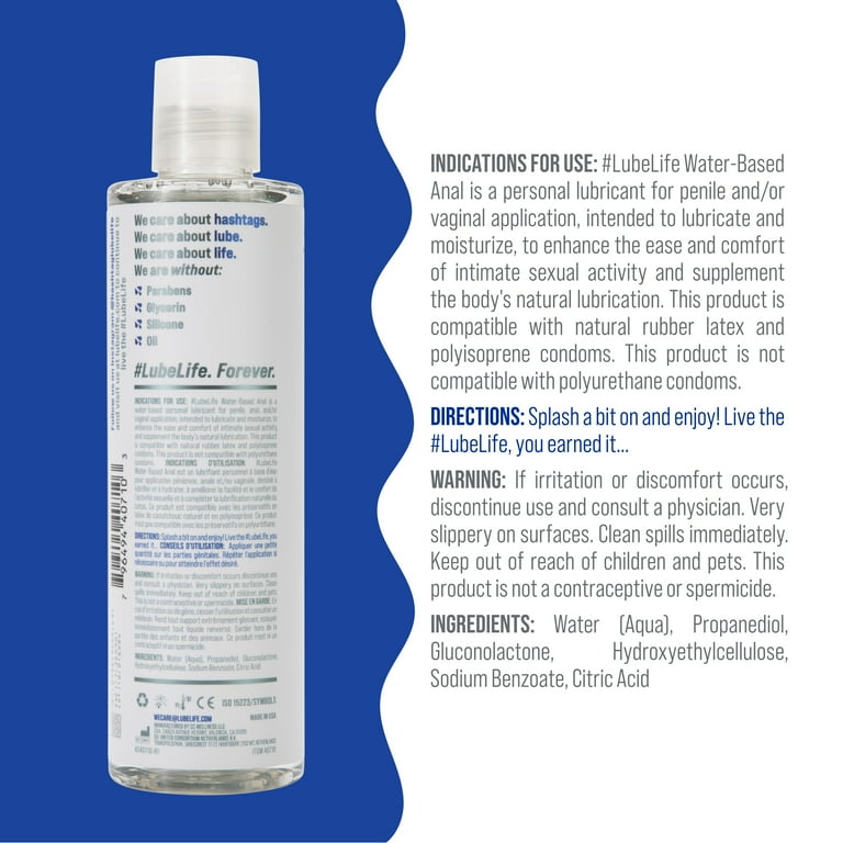 Lube Life Water Based Unisex Anal Lubricant, 8 fl oz, FDA Approved,  Long-lasting, Non-Staining - Walmart.com
