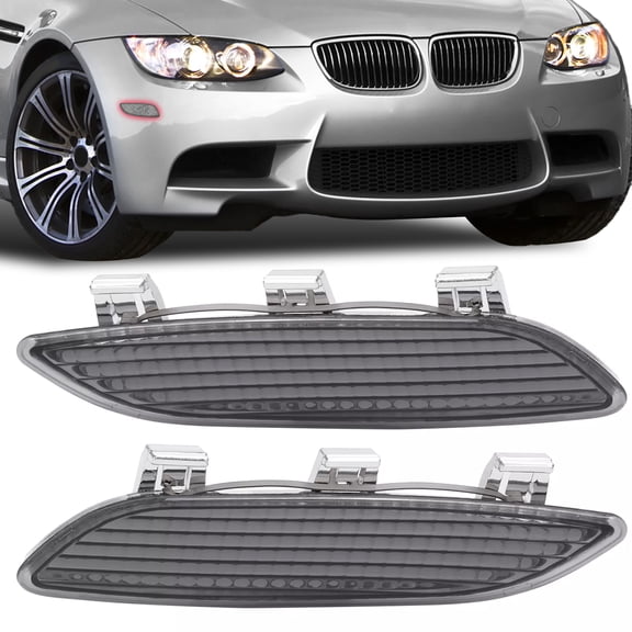 Kojem Pair Side Marker Light for 2008-2013 BMW M3 Chassis E90 E92 E93 Sedan Replacement for 63147839043 63147839044 Marker Lamp Driver&Passenger Side Smoke Lens w/o Bulbs