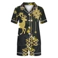 thumbnail image 5 of ZVNAΖH Pajamas for Women Set, Turndown Collar Short Sleeve Button Down Blouse and Shorts 2 Pieces, Christmas Sleepwear for Women, Gifts for Women, Homewear Sets for Women, 5 of 5