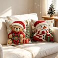 thumbnail image 4 of Christmas Pillow Covers 18x18 Set of 2, Rustic Santa SnowmanTeddy Bear Reindeer Winter Hoilday Decorative Throw Pillow Covers for Home Bedroom Living Room(B), 4 of 6