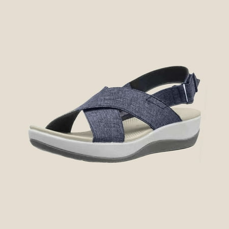 LoyisViDion Womens Sandals Clearance Summer Ladies Slippers Casual Women S Shoes Lightweight Platform Wedges Sandals Rollback Blue 9
