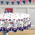 thumbnail image 5 of 4th of July Round Tablecloth 60inchs, Independence Day Memorial Day Table Cover America Red Blue Floral Decorative Table Cloth Dining Table Cover, Summer Seasonal Dinner Party Picnic Decoration, 5 of 6