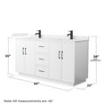 thumbnail image 4 of Elan TK 66" White Double Vanity & Carrara Cultured Marble Top & Black Trim, 4 of 5