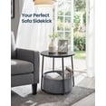 thumbnail image 3 of 2 Tier Round Side Table With Storage Basket U Shaped Support Nightstand For Living Room Bedroom, 3 of 6