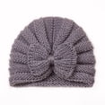 thumbnail image 2 of Wangkekeji Toddler Baby Boys Girls Knitted Cap Solid Bowknot Elastics Turban Hat Baby Girl Winter Mittens, 2 of 3