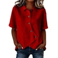 thumbnail image 4 of Women's Tops, Tees & Blouses Long Sleeve Full Print Bubble Wrinkled Retro Art Button Down Breathable Shirts Business Casual Tops for Women bovemsi, 4 of 6