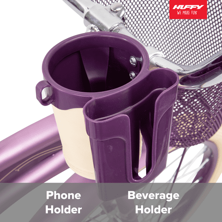 Huffy 24 Nel Lusso Girls' Cruiser Bike, Purple Satin, Age 12  Years ⚠️MISSING PEDALS AND BASKET⚠️