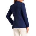 thumbnail image 3 of INSPIRE CHIC Women's Jacket Notched Lapel Double Breasted Padded Shoulder Blazer Dark Blue-Solid XL, 3 of 6