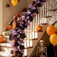 thumbnail image 6 of Chmadoxn Pastel Halloween Decor Pink & Purple Artificial Maple Leaf Garland, 66.9" Faux Hanging Vine Foliage for Fireplace Mantel Table Centerpiece Indoor Home Decoration, 6 of 9