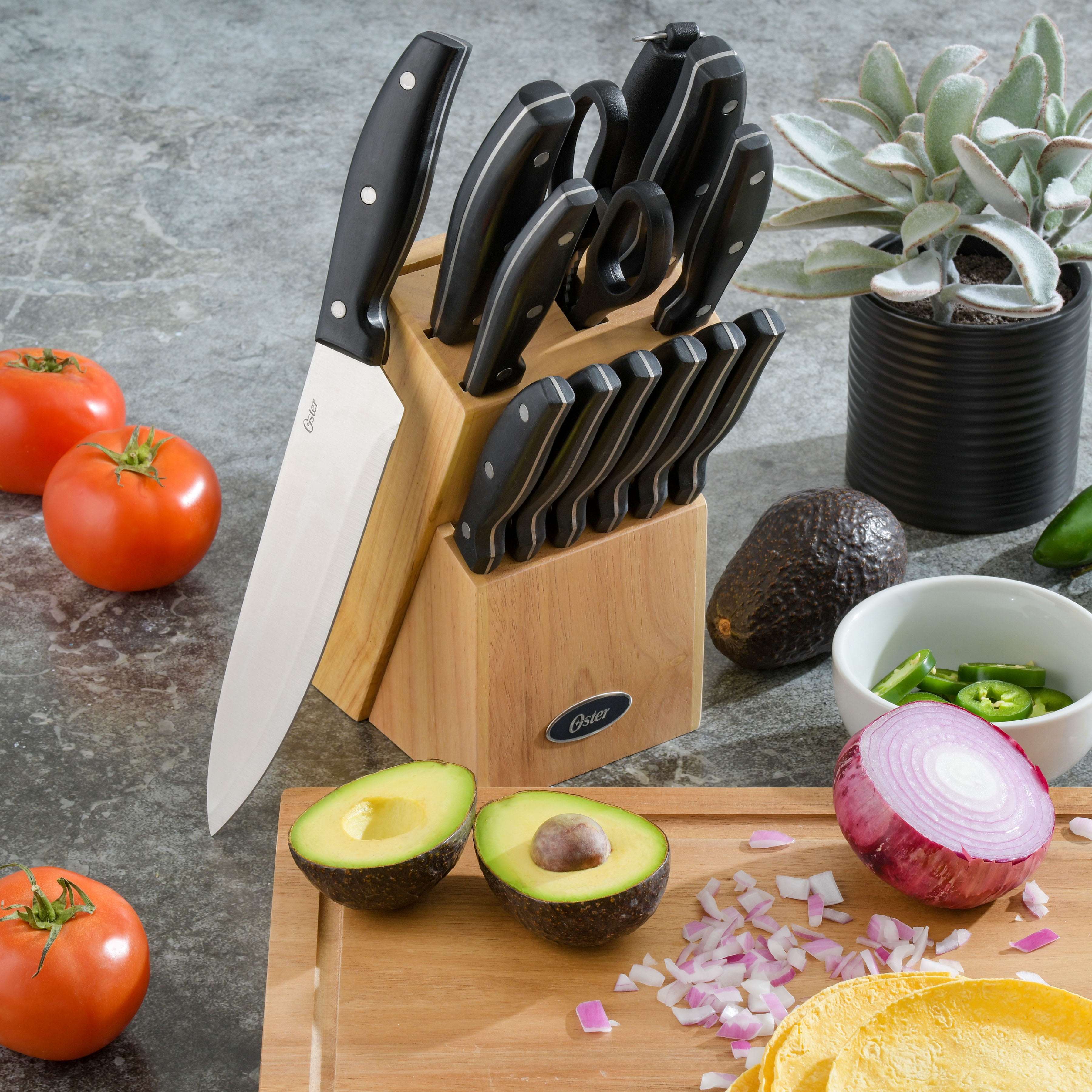 Oster Granger 14-Piece Knife Block Set in Black