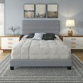 thumbnail image 6 of Boyd Sleep Piedmont Gray Faux Leather Full Size Fully Upholstered Platform Bed Frame with Adjustable Headboard, 6 of 14