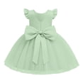 thumbnail image 6 of Girls Dresses Ruffle Sleeve Green Dress V-Back with Big Bow Tutu for Girls Kindergarten Graduation 5-6 Years, 6 of 7