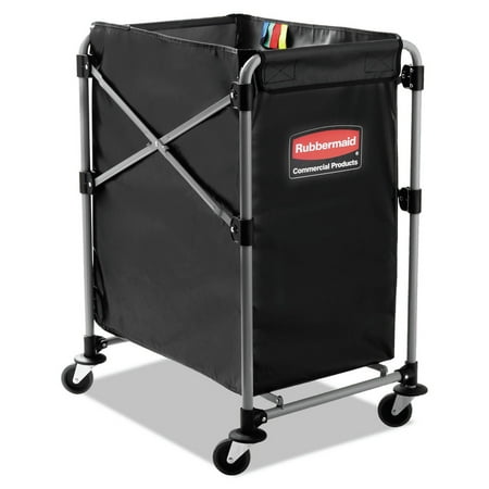 Rubbermaid Commercial Collapsible X-Cart, Steel, Four Bushel Cart, 20.33w x 24.1d x 34h, Black/Silver -RCP1881749