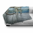 thumbnail image 3 of Landscape Soft Flannel Fleece Throw Blanket, Empty Apartment Home with Seascape and Forest View Photo Image, Cozy Plush for Indoor and Outdoor Use, 60" x 80", Forest Green White, by Ambesonne, 3 of 6