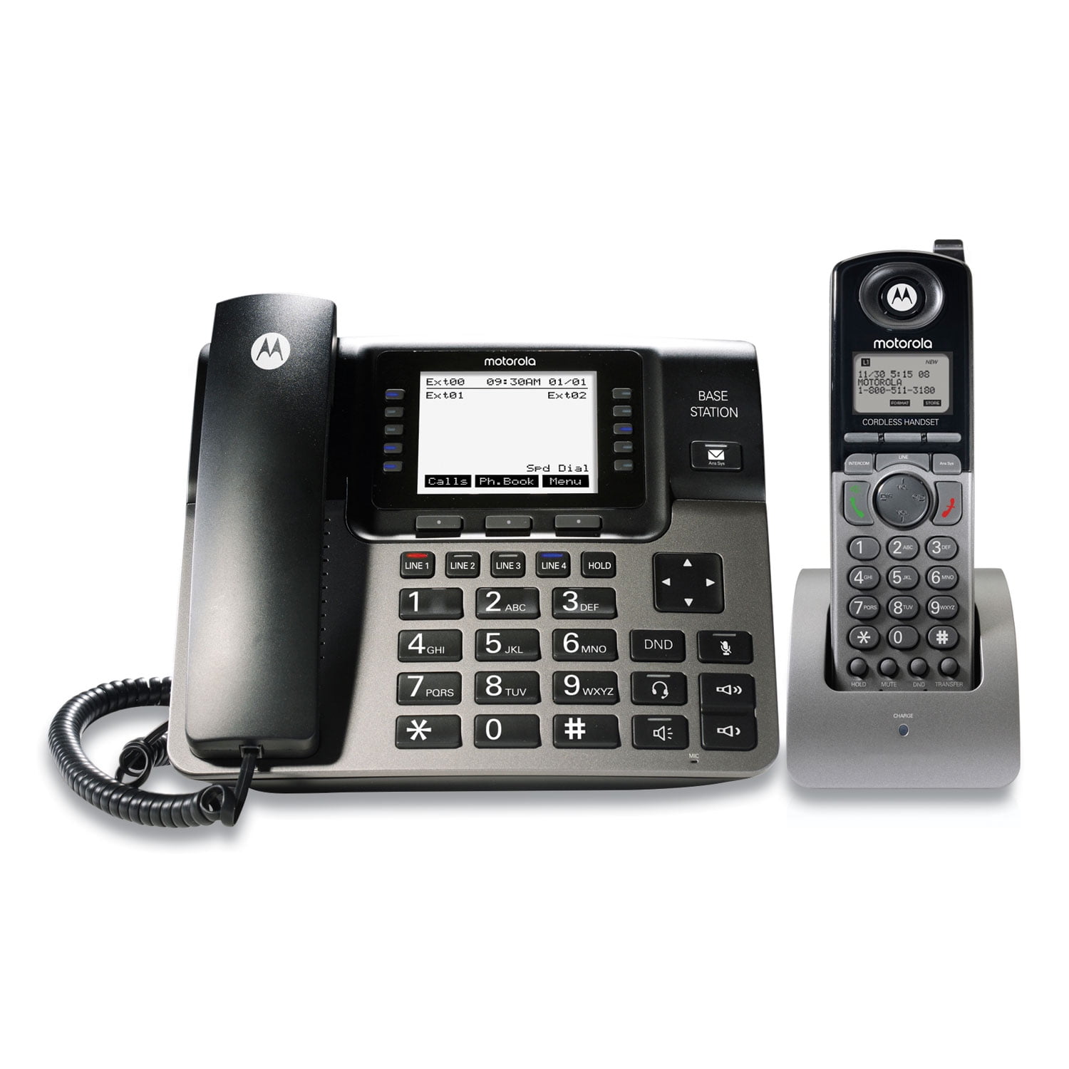 Motorola Ml1250 14 Line Corded/Cordless Phone System, 1 Handset, Black