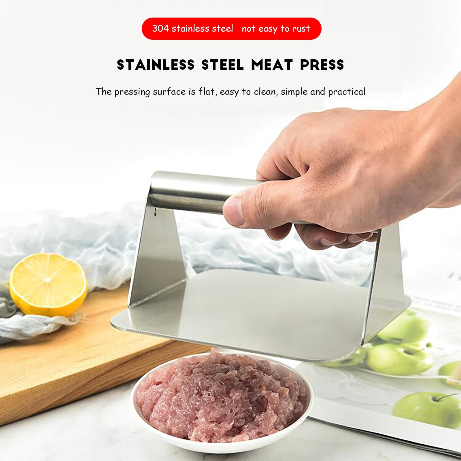 Rack 304 Stainless Steel Square Meat Press Manual Meat Pie Press