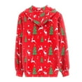 thumbnail image 4 of Renewold Christmas Theme Full Zip Sweatshirt Jacket Hoodies with Kangaroo Pocket Xmas Trees Reindeer Y2K Streetwear Women Walking Sport Outfits Size 3XL, 4 of 6