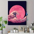 thumbnail image 4 of Pink Wave Moon Ukiyoe Canvas Wall Art，Minimalist Decor for Living Room Bedroom Dining Room Office Spa Hotel, 4 of 8