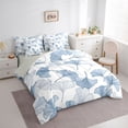 thumbnail image 3 of Homewish Cartoon Ginkgo Kids Bedding Comforter Set 7 Pieces, Blue Plant Botanical Full Bedding Set, Rustic Leaf Print Reversible Fitted Sheet Flat Sheet, Luxury Bedroom Decor, 3 of 7