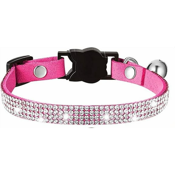 1Pack Rhinestones Dog Cat Collars with Bell Bling Pet Puppy Collars with Soft Velvet Crystal Collars Girl Jeweled Necklace