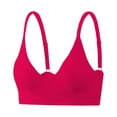 thumbnail image 4 of Women's Lace Bra JIANLAI Plunge Bra V Neck Wireless No Padded Soft Comfortable Everyday Sleep Bras Watermelon red, 4 of 5