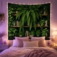 thumbnail image 2 of Lush Fern on Wooden Shelves Against Deep Green Wall, Serene Vintage Style for Plant Enthusiasts, Botanical Wall Art Decor, Housewarming Gift Tapestry Wall Hanging for Living Room and Dorm, 2 of 7