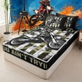 thumbnail image 2 of Meiyoeat Vintage Dirt Bike Pattern Zipper Twin Comforter Sets with Fitted Sheet and 2 Pillowcases for Men, American Flag Print Zipper Bedding Set, Camo Black Beige,4-Piece,Black Reversible, 2 of 6