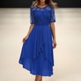 thumbnail image 2 of HNMKIU Plus Size Floral Print Chiffon Dress Short Sleeve Loose Fit for Evening and Daily Dresses for Women Blue,L, 2 of 5