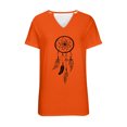 thumbnail image 4 of Dadaria T-Shirt pour Femmes Chemise Orange Manches Courtes Col en V Été Attrape-Rêves Chandail Blouses L, 4 of 4