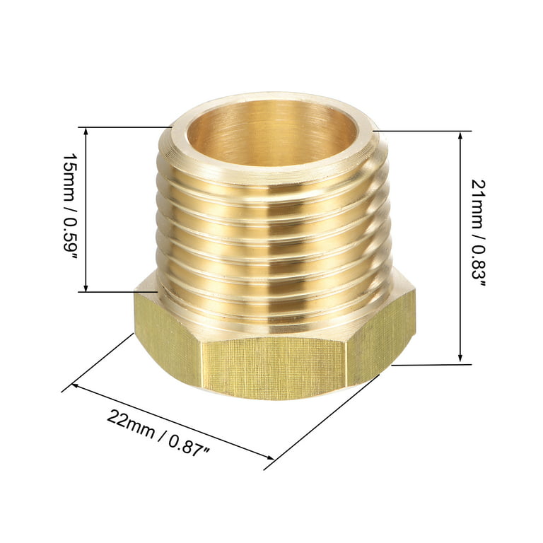 Brass Pipe Fitting Reducer Adapter 1/2 NPT Male x 1/4 NPT Female for  Water Oil Pressure Gauge, Pack of 1 