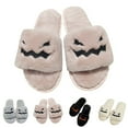 thumbnail image 4 of LIJCC Women Men Spooky Slides Halloween Spooky Slippers Jack O Lantern Pumpkin Soft Plush Cozy Open Toe Slippers Fuzzy Plush Winter Indoor Outdoor, 4 of 5