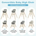 thumbnail image 5 of Babyjoy 3 in 1 Convertible Wooden High Chair Toddler Feeding Chair with Cushion Gray, 5 of 9