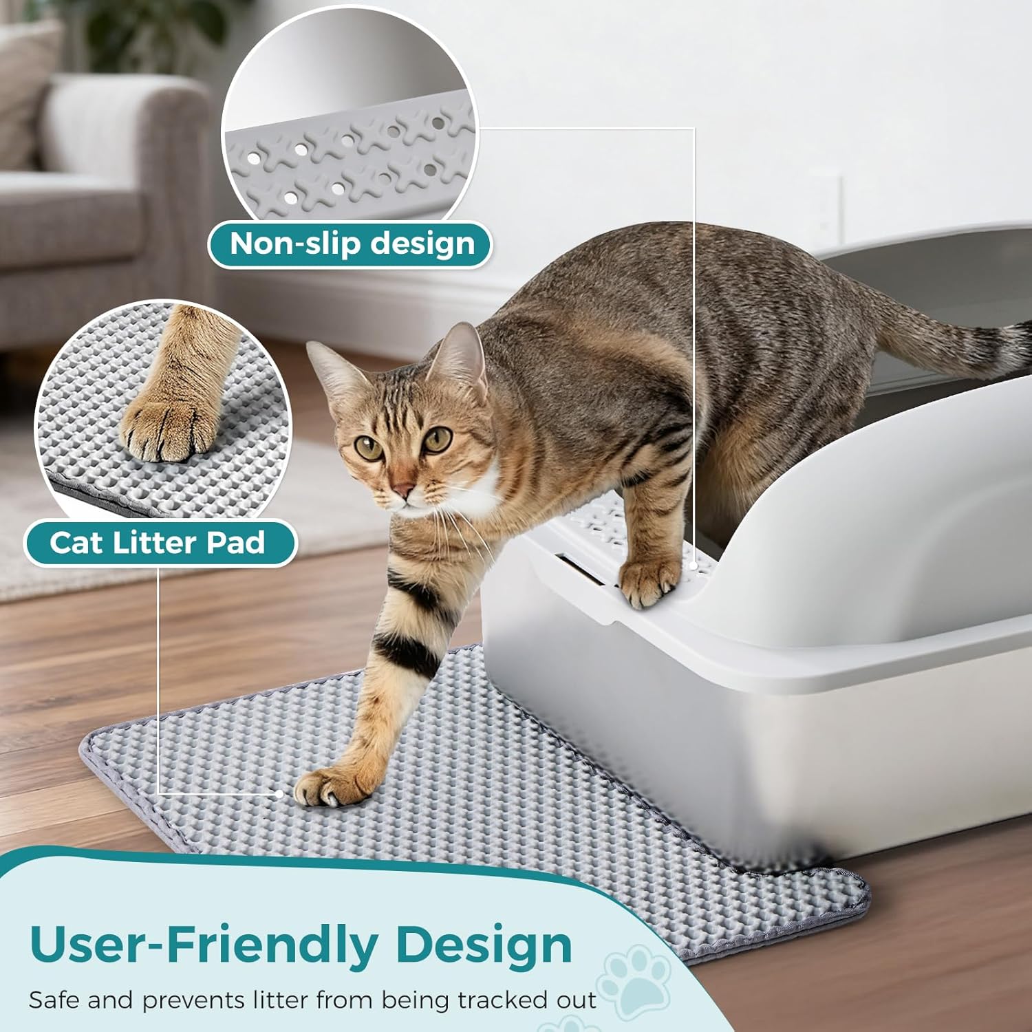 Atilioo Stainless Steel Cat Litter Box with Lid, Metal Litter Pan High Sided, Anti-Urine Leakage, Easy Clean, Never Absorbs Odors, Include Scoop & Mat, Light Gray