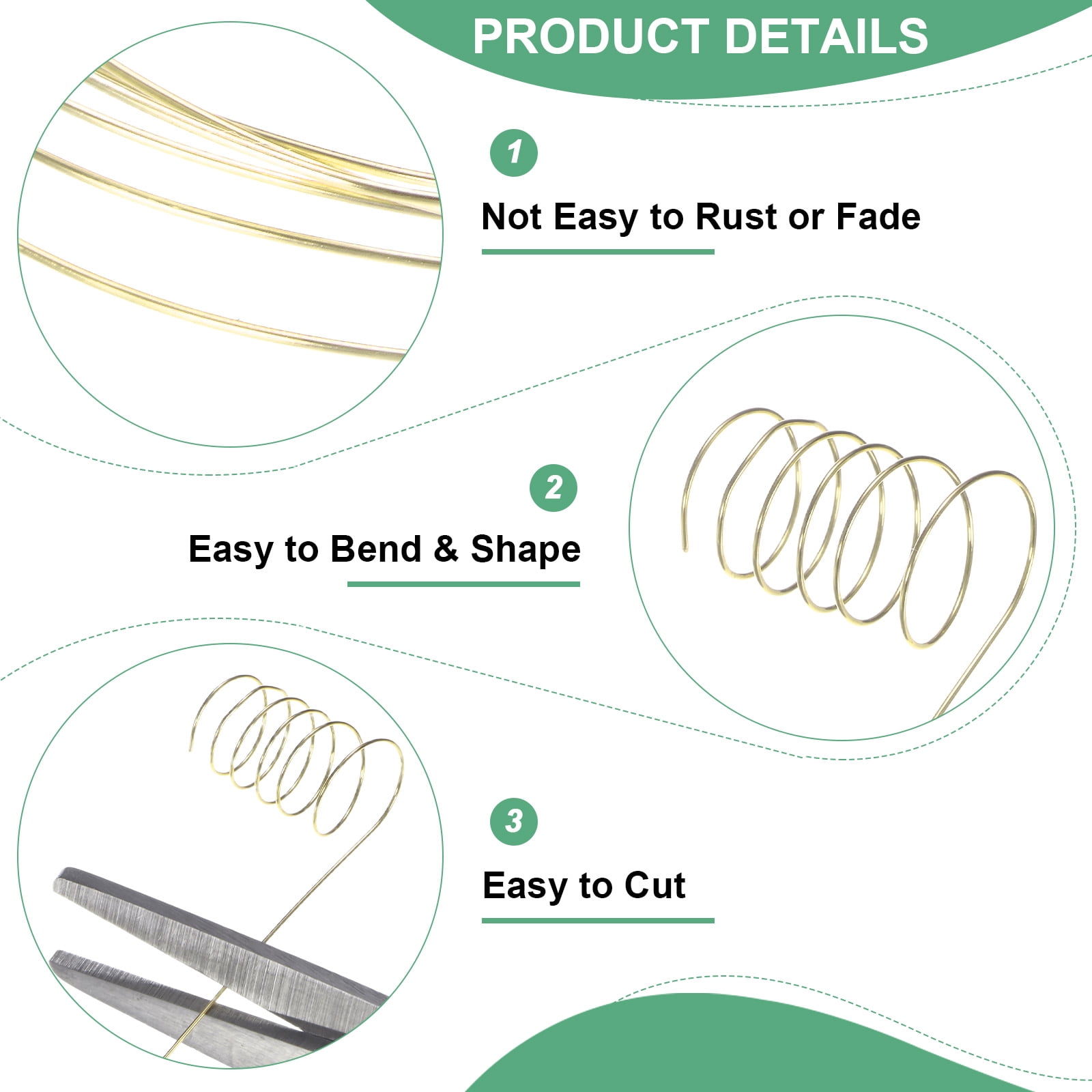 Uxcell 2 Rolls 0.4mm Jewelry Wire 26 Gauge 328FT Copper Beading Wire Jewelry Making Planting Weaving DIY 100M Light Golden