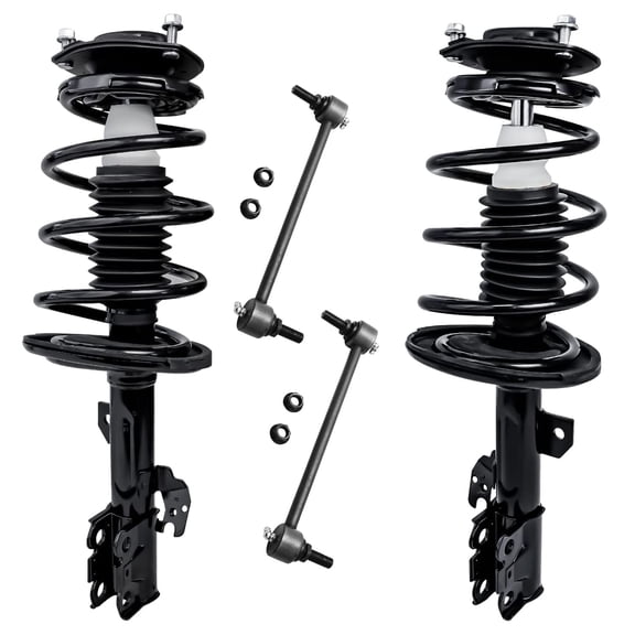Detroit Axle - Front Struts Sway Bars Kit for 2004 2005 2006 Toyota Camry Solara Lexus ES330, Complete 2 Quick Install Ready Struts with Coil Springs Assembly 2 Sway Bar Links Replacement